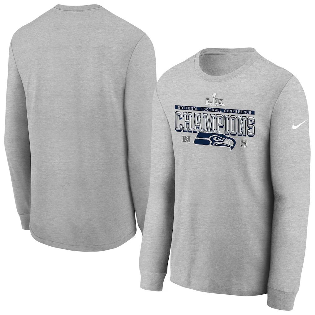 Men 2026 Nike NFL Seattle Seahawks Hooded long sleeved T-shirt grey 013->nfl t-shirts->Sports Accessory
